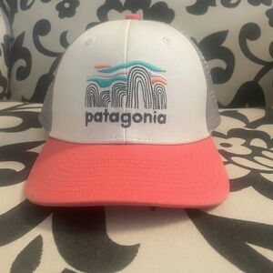 Patagonia Gray and Red Mesh Trucker Hat